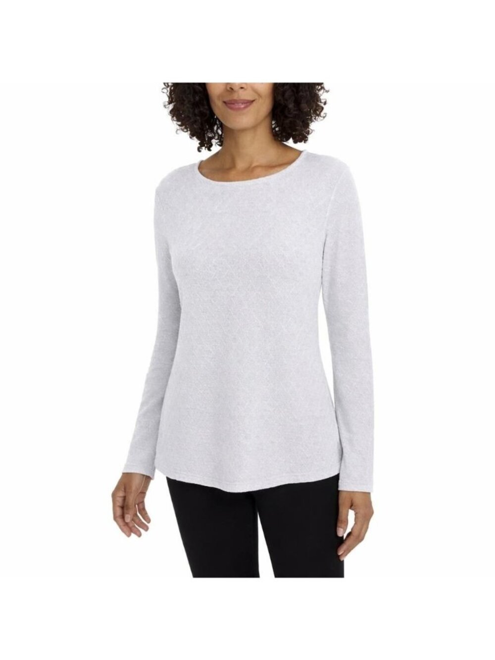 Mario Serrani Women's XXL Textured Long Sleeve Knit Top Light Gray n1199